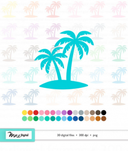 Palm Trees, Digital Palm Tree Clipart, Multiple Colors, 30 Colors, Double  Palm Tree Art, Digital Two Palm Trees, Instant Download PNG
