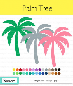Palm Tree, Digital Palm Tree Clipart, Multiple Colors, 30 Colors, Instant  Download PNG