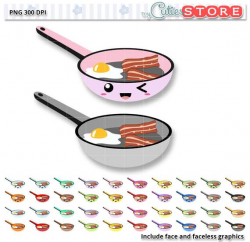 Cooking pan kawaii clipart cute but functional graphics great for planner  stickers or use with goodnotes
