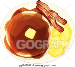 Vector Art - Country breakfast plate with pancakes ...