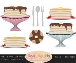 Instant Download - Pancake Party Clip Art, Pink and Blue ...