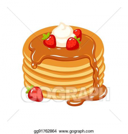 Vector Clipart - Pancakes with strawberries. Vector ...
