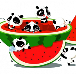 Watermelon Mobile phone Computer Wallpaper - Panda eat watermelon ...