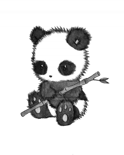 Fuzzy, cuddly panda drawing. Adorable hand drawn #panda ...