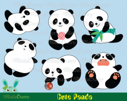 Panda Clipart - Animal Clipart - Bear Clipart - Kawaii clipart - Hand Drawn  - Sticker Set - Printable Planner Sticker - Kawaii sticker