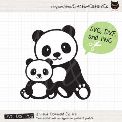 Baby Panda SVG Mom and Baby Panda Animal svg Cute Panda svg Mother’s Day  svg Files for Cricut Silhouette Panda Cub and Mother SVG DXF