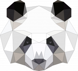 Clipart - Low Poly Panda Head With Strokes