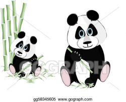 Vector Art - Two pandas eating bamboo. Clipart Drawing ...