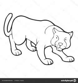 Unique Friendly Panther Vector Drawing » Free Vector Art ...