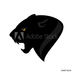 roaring black panther profile head - angry big cat vector ...