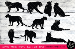Black Panther Silhouettes Clipart Clip Art(AI, EPS, SVGs, JPGs, PNGs, PDF)  , Black Panther Clip Art Vectors - Commercial & Personal Use