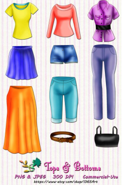 Shirts Pants and Skirts Clipart Set Jeans Shorts Capris by ...