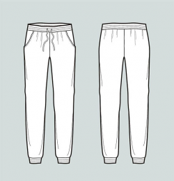 Jogger pants vector fashion flat sketch, Adobe Illustrator ...