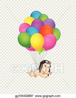 Vector Art - Clip art with cute baby in pilot hat falling ...