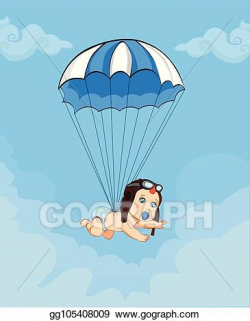 Vector Stock - Cute baby in pilot hat falling down with blue ...