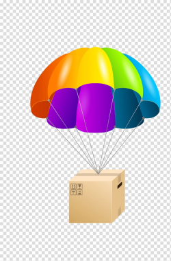 Brown box with parachute , Parachute illustration ...