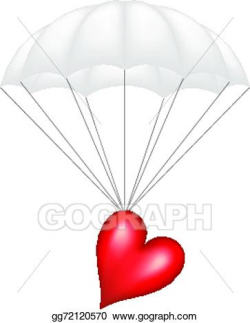 Vector Clipart - Heart at white parachute. Vector ...