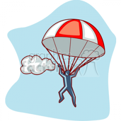 Man with red and white parachute clipart. Royalty-free clipart # 154746