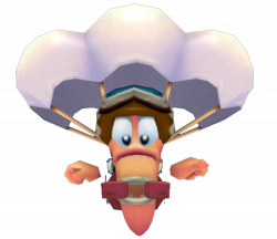 GameCube - Worms 3D - Parachute Worm - The Models Resource