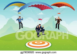Vector Art - Businessmen with a parachute. Clipart Drawing ...