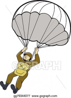 Vector Stock - American paratrooper parachute cartoon ...