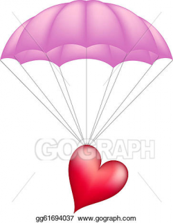 Vector Art - Heart at pink parachute. Clipart Drawing ...