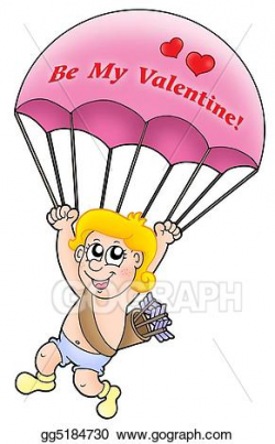 Stock Illustration - Pink parachute cupid. Clipart Drawing ...