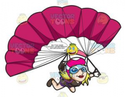 A Lady Skydiver Controlling Her Parachute