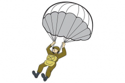 American Paratrooper Parachute Carto Graphics Illustration ...