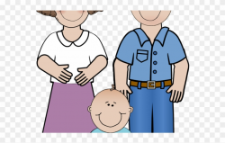 Little Girl Clipart Parent - Family Of 3 Cartoon - Png ...