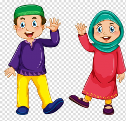 Man and woman , Muslim Islam Child Illustration, Muslim ...
