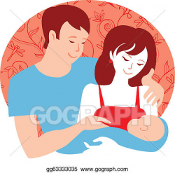 Vector Art - Family. yung parents with newborn baby boy. EPS ...