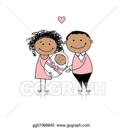 EPS Illustration - Happy parents with newborn baby. Vector ...