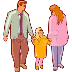 Mother and father walking with their daughter clipart. Royalty-free clipart  # 157480