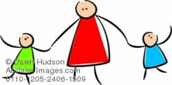 Clipart Illustration of A Cute Stick Figure Family; Mother ...