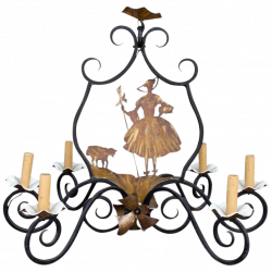 Antique French Iron & Brass Little Bo Peep Chandelier | Chairish