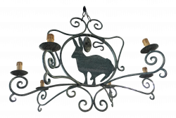 French Green Wrought Iron Chandelier with Rabbit | Chairish
