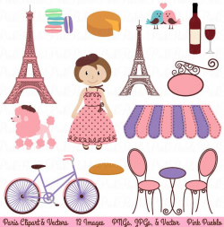Paris Clip Art Clipart, French Clipart Clip Art with Eiffel Tower and  Vectors - Commercial and Personal Use