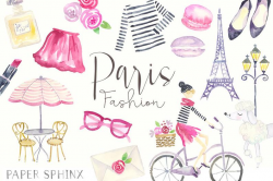 Watercolor Paris Clipart | Fashion Clip Art - Planner Clipart - French  Clothes - Eiffel Tower - Digital Instant Download PNG files