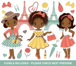 Paris Clipart - Vector Paris Girl Clipart, Girls Clipart, African American  Clipart, Paris Clipart, Fashion Paris Girls Clip Art