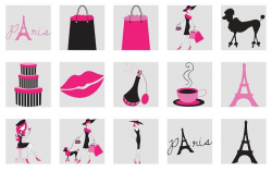 Shopping in Paris Clip Art. | Printables | Paris shopping ...