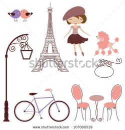 Set Of Paris Vectors - 107000519 : Shutterstock | Parisian ...