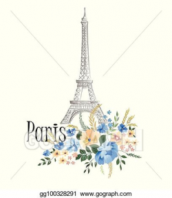 EPS Vector - Paris background. floral paris sign with ...
