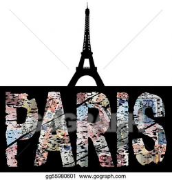 Stock Illustration - Paris euro grunge text with eiffel ...