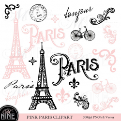 PINK PARIS Clip Art / Paris Theme Clipart Download / Parisian Clip Art  Vector Paris Clip Art Eiffel Tower Clipart