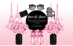 Paris Themed Clipart , Paris Planner Stickers, Fashion Illustration  Clipart, Fashion Clipart, Fashion Planner Stickers.