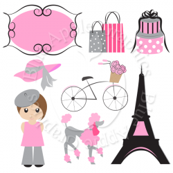 Pretty Pink Paris Clipart Pack - PNG (Vector) Clipart Images sold by Blue  Apple Graphics