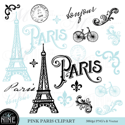 BLUE PARIS Clip Art / Paris Theme Clipart Download / Parisian