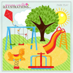 Park Play Cute Digital Clipart for Invitations, Card Design, Scrapbooking,  and Web Design, Park Clipart