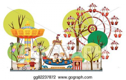Vector Stock - Children playing in the theme park. Clipart ...